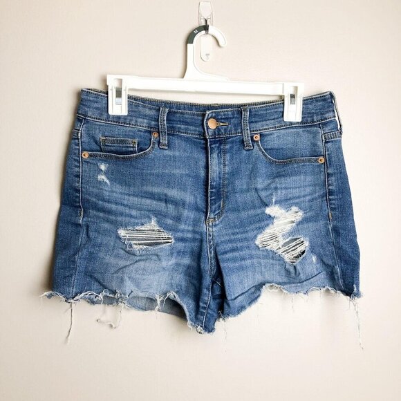 Universal Thread High Rise Midi Shorts 4 Womens 27 Raw Hem Festival - Picture 4 of 11